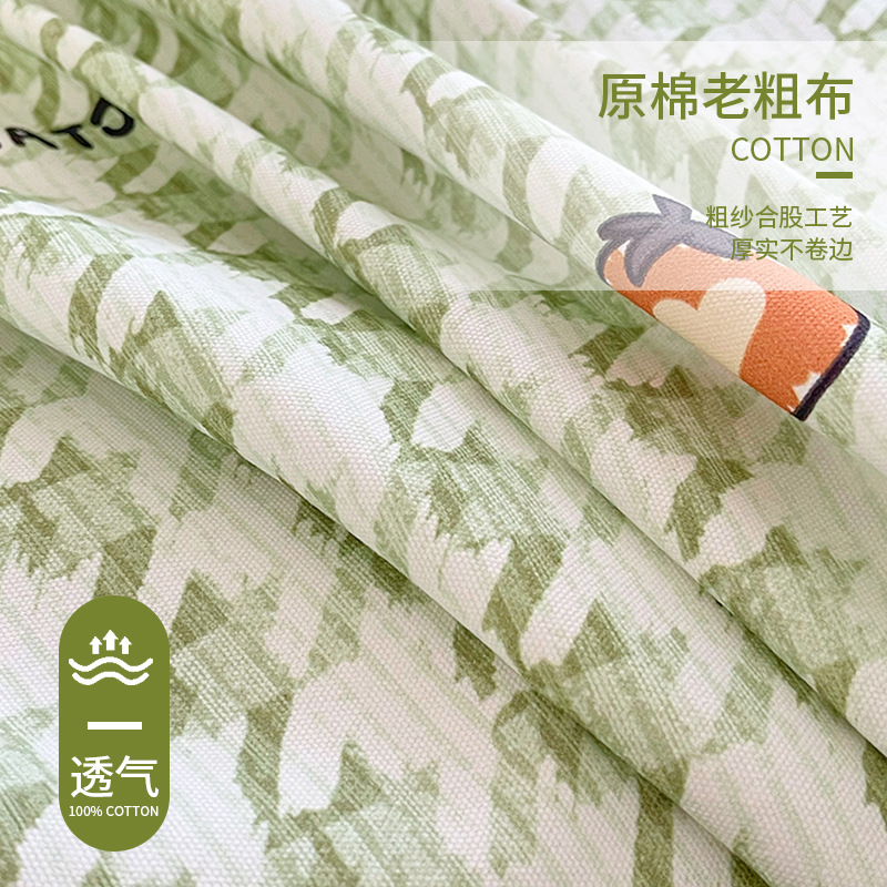 2025 nueva sábana de tela gruesa vieja de algodón puro pieza única 100 funda de almohada de edredón impresa de algodón dormitorio de tres piezas individual 2