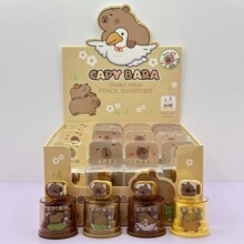 卡皮巴拉卷笔刀硅胶造型圆形双孔削笔器小学生铅笔旋转刀可爱笔刨