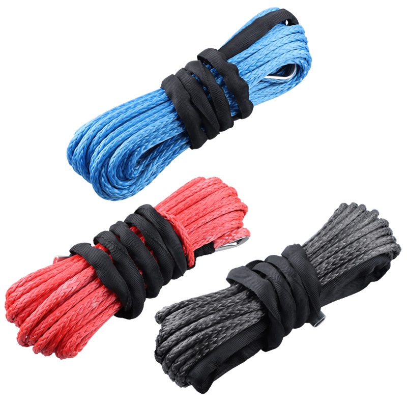 7700 pounds electric winch rope nylon high strength fiber rope 5/6/7mm x 15m car tow rope tow belt