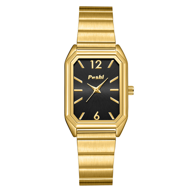 Poshi nicho reloj de mujer simple elegante cuadrado reloj de cuarzo casual estudiante moda correa de acero reloj