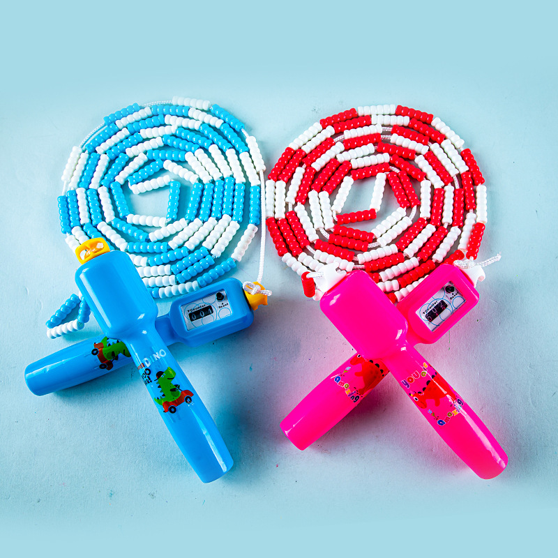 BT8503 cuerda de salto de bambú de dibujos animados para niños longitud ajustable contando cuerda de salto suave grano Festival entrenamiento deportivo cuerda de competencia