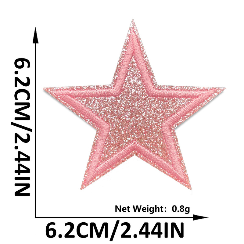 新しいグリット五芒星刺繍布ステッカー衣類アクセサリー金粉パッチステッカー子供服バッグ装飾刺繍ステッカー|undefined