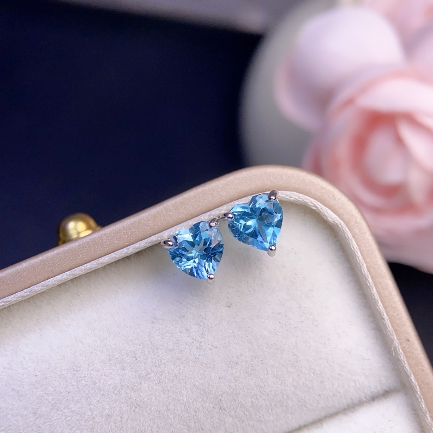 Natural topaz earrings with excellent clarity and fire quality, main stone size 6*6mm, finely crafted with 925 silver