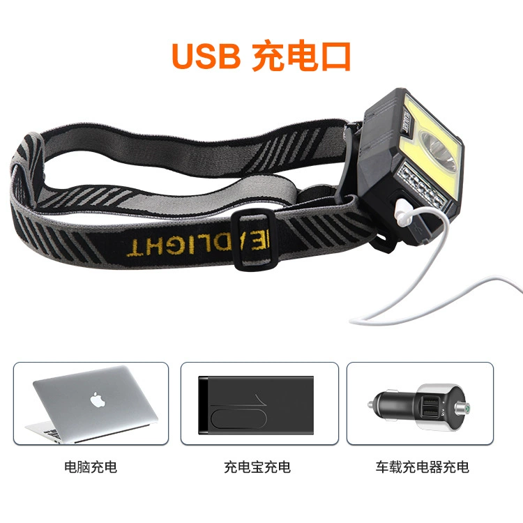 Новый Кросс -граница T6+COB яркий свет USB зарядка головной свет LED свет красный свет лента вспышка головной свет производитель прямые продажи