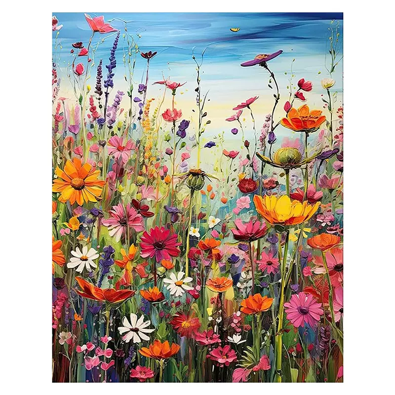 厂家批发DIY数字油画客厅花卉手绘画亚马逊FBA油彩画卧室装饰画