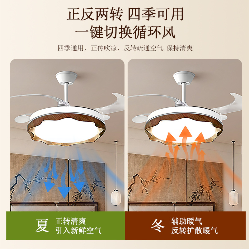 Lámpara de ventilador invisible medieval lámpara de restaurante nueva lámpara de ventilador Zhongshan lámpara de sala de estar lámpara de ventilador de techo 703L