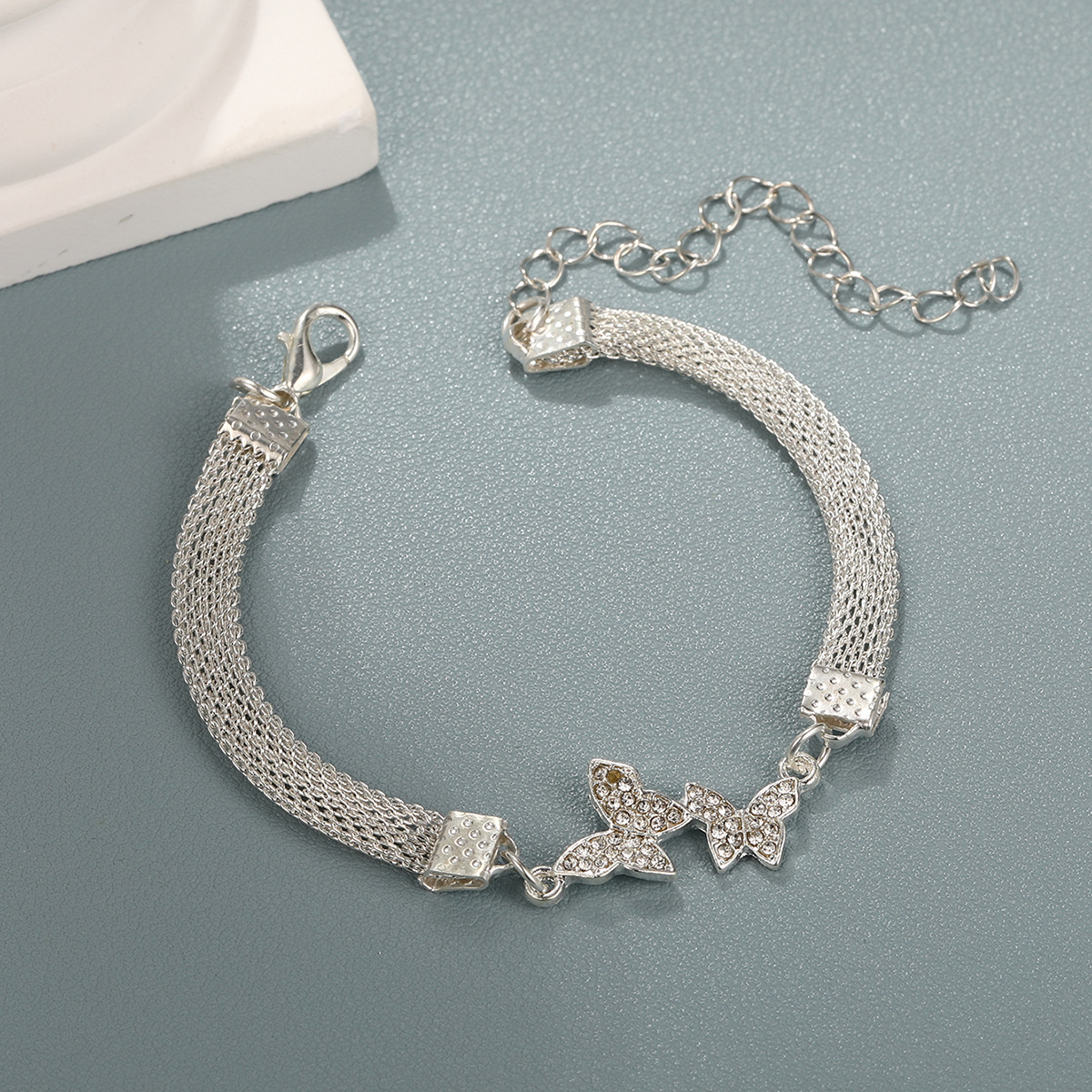 Bracciale farfalla con diamanti e cuore in argento donna_voghion.com