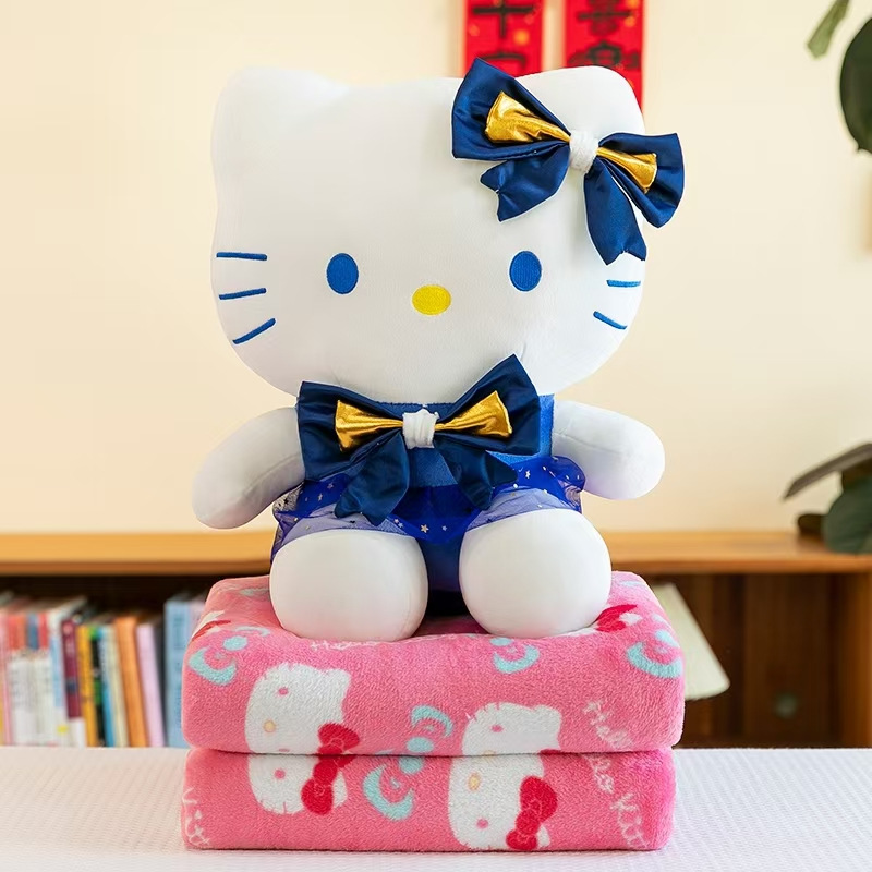 kt猫毛绒公仔抱枕被子两用hellokitty凯蒂猫抱枕毯子二合一空调被