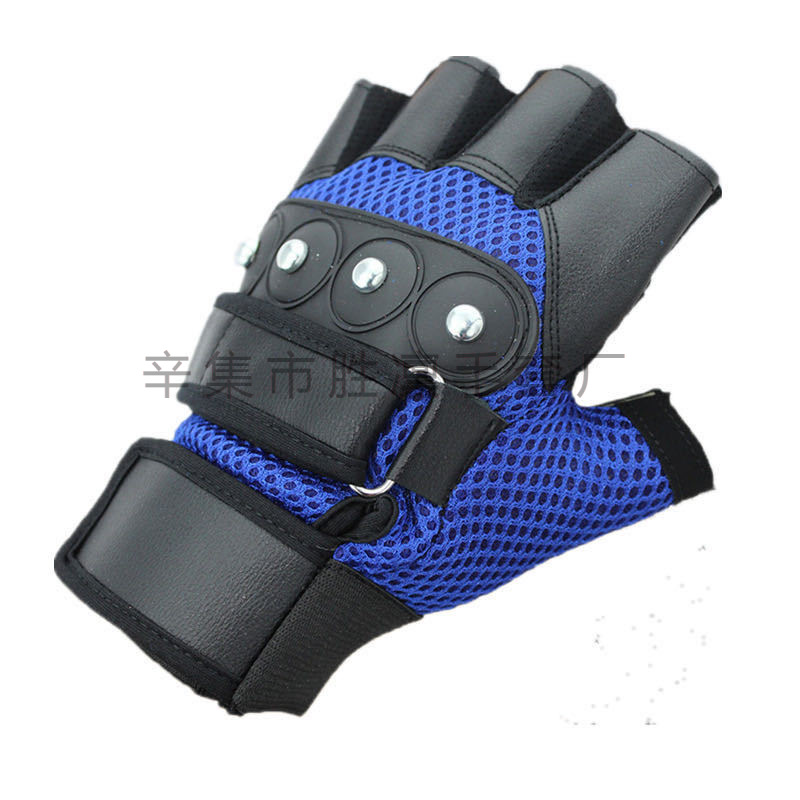 戶外半指手套透氣吸汗網布騎行手套手背帶運動手套批發廠家