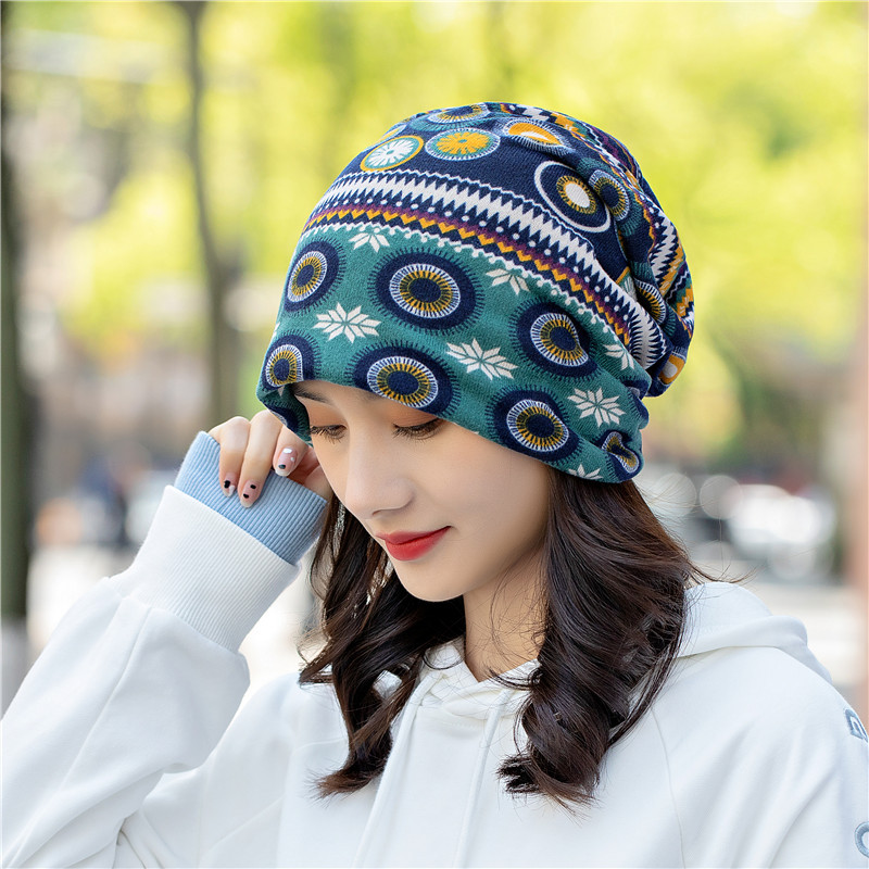 Unisex Retro Bohemian Geometric Printing Eaveless Beanie Hat display picture 1