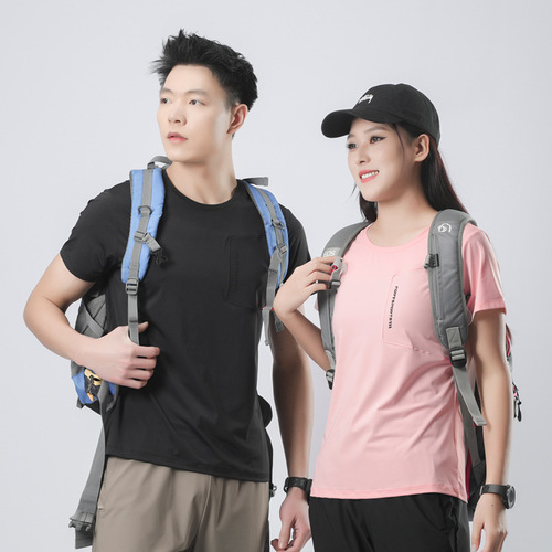 Ice-Feel Ice-Silk Quick-Dry Women's Short Sleeve T-Shirt Summer Sports Casual Breathable Thin Men's Round Neck Running Fitness Top