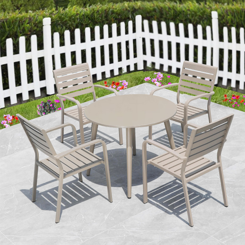 Outdoor aluminum alloy telescopic table and chairs, courtyard, garden villa, balcony, cafe, outdoor sunshade leisure furniture