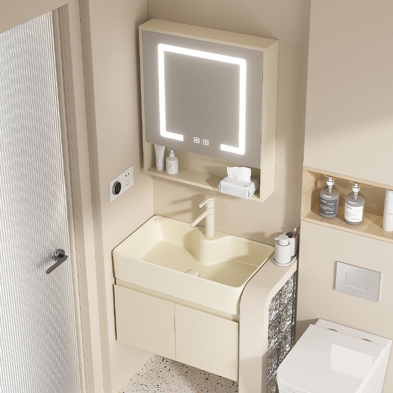 Small-sized washbasin, bathroom washbasin, pool, cream style, multi-layer thickened solid wood bathroom cabinet, combination washbasin details Picture