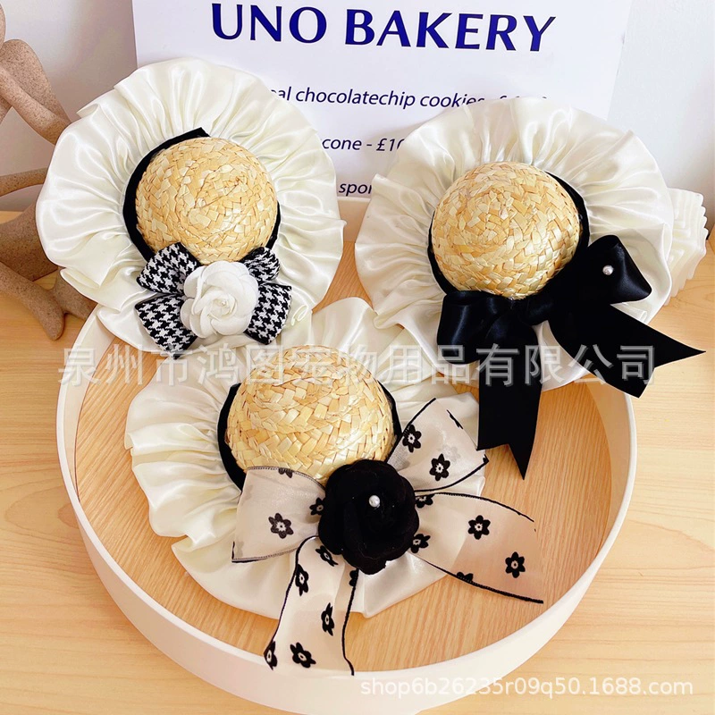 2025 амазонка новые домашние кошки собаки камелия маленькая травянистая шляпа собака бант шляпа костюм