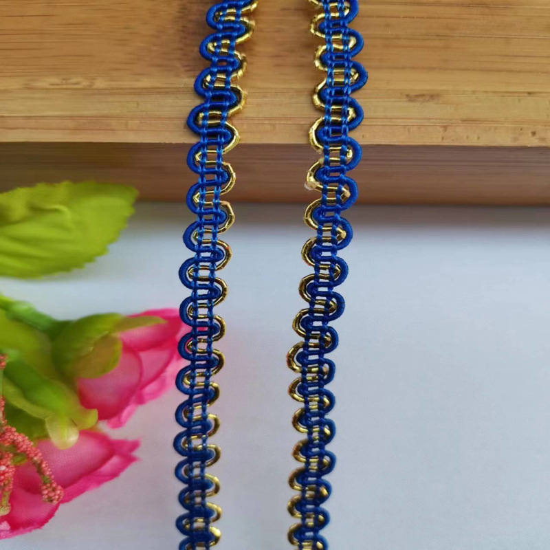 0,5 cm colorido encaje de Color Étnico onda encaje en forma de EE. UU. Onda encaje dorado suministro directo de fábrica