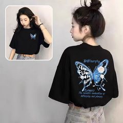 ピュアコットン半袖Tシャツレディースホワイト2025新しいホットスタイル夏デザインニッチTシャツファッショナブルで多用途なトップ