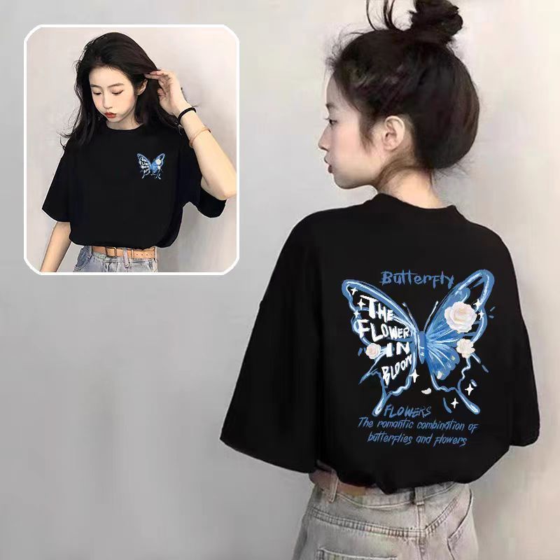 ピュアコットン半袖Tシャツレディースホワイト2025新しいホットスタイル夏デザインニッチTシャツファッショナブルで多用途なトップ|undefined