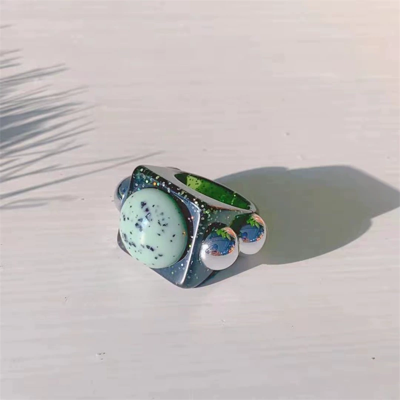 South Korean acrylic metal goods, square ring, 2021 collection