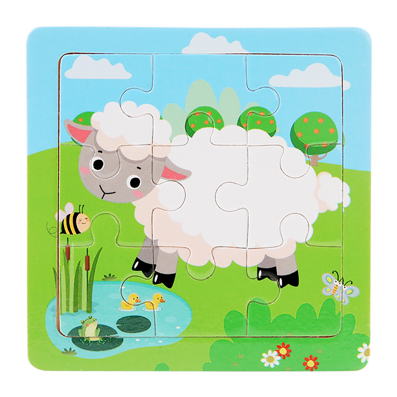 Puzzle infantil de madera mini 9 piezas puzzle puzzle puzzle animal de color pensamiento puzzle juguetes puzzle puzzle