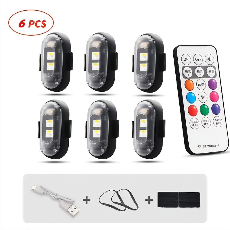 4/6pcs Wires led Strip Lights 8 Color High Brightness Transfronterizo