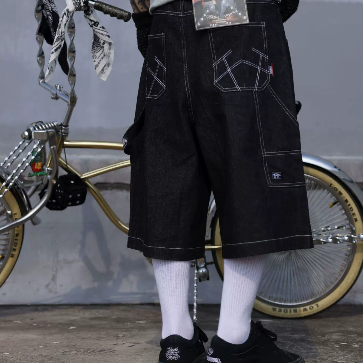 Американские Мужские Винтажные широкие прямые джинсы в стиле ретро в стиле хип-хоп выше колена оригинального цвета West Coast Bandit