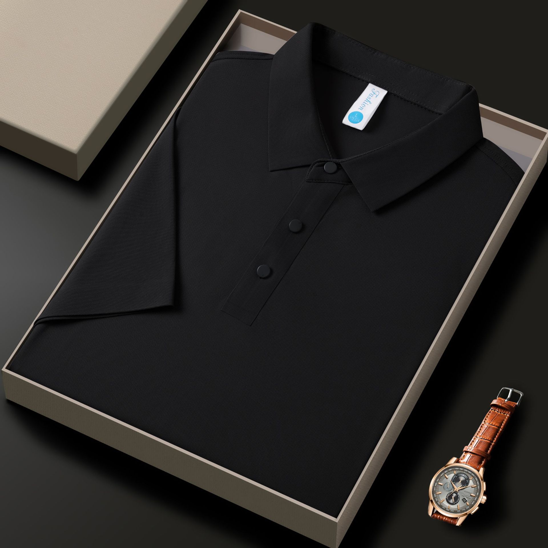 Camisas de primavera y verano para hombres sin marcas de hielo de alta calidad sin calentamiento de negocios de viaje de estilo de puerto de color sólido, secado rápido y alta elasticidad, tendencia po