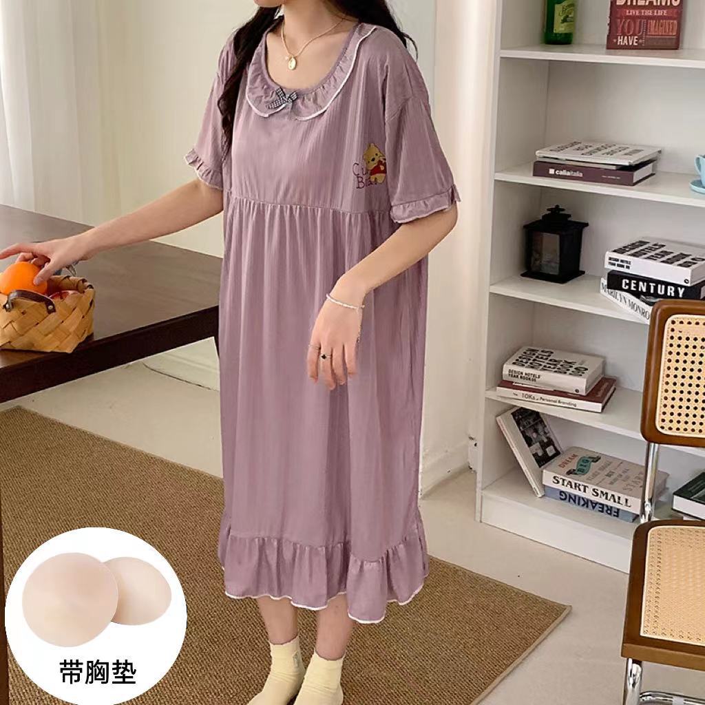 Camisón para las niñas con cojín del pecho verano princesa estilo lindo estudiante arco pijamas más tamaño extra grande homewear