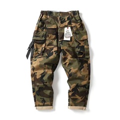 日系工装余文楽潮牌軍事迷彩ポケット工装カジュアルパンツ男性ゆるいレトロゆるいヒップホップ