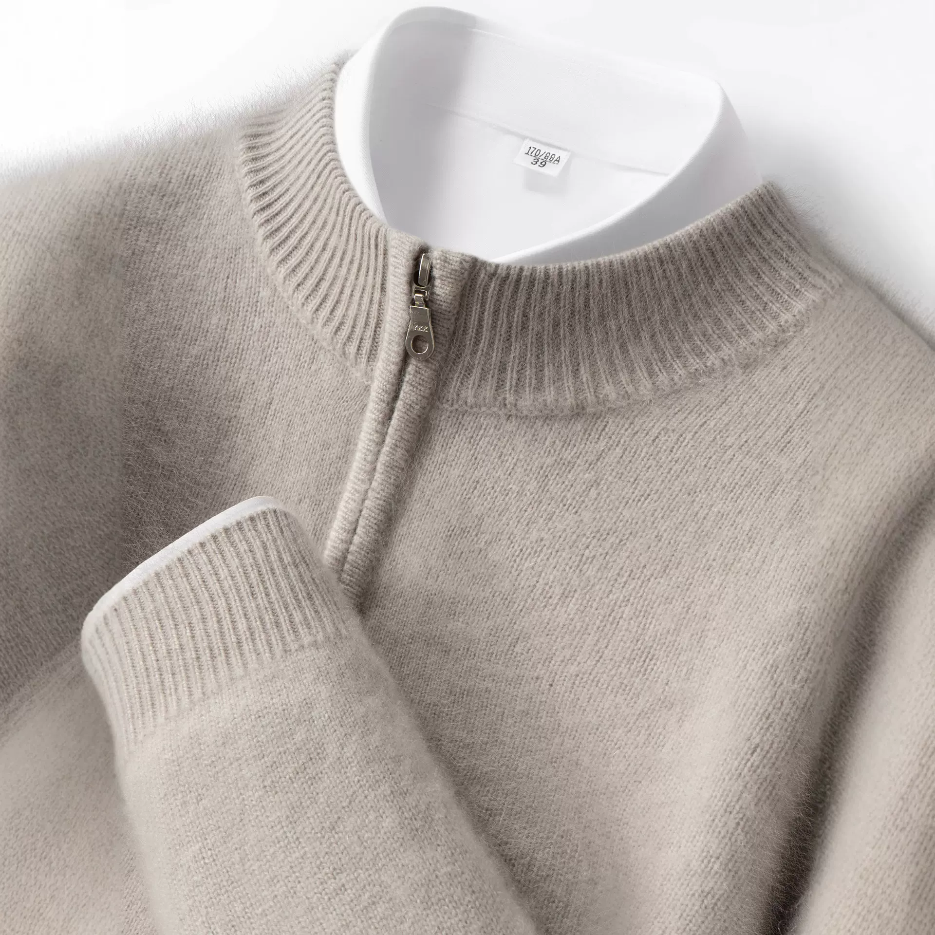 25秋冬新款男士半高领羊绒衫纯色半拉链商务休闲宽松针织打底毛衣