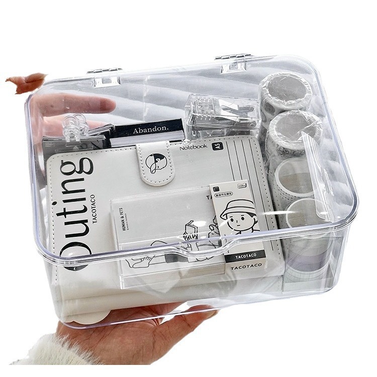 El escritorio de la Oficina transparente transfronteriza recoge los documentos de la Caja de almacenamiento, la papelería de oficina y los escombros se ordenan simplemente al por mayor.