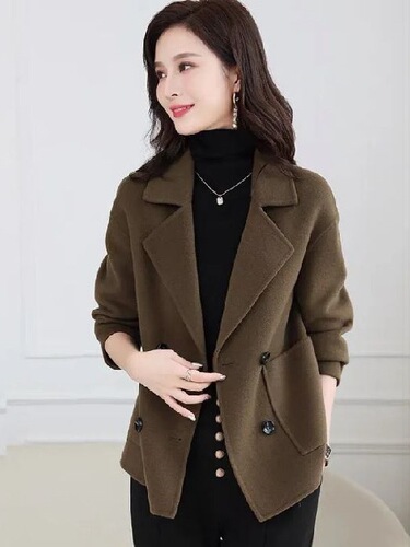 Casual coat, women's single-layer woolen wool autumn and winter new woolen small coat, mother's all-matching short top