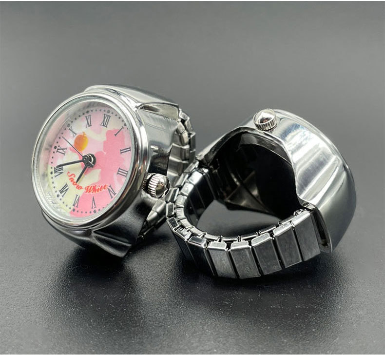25g Weight Quartz Glass Mirror Material Stainless Steel Strap Material Watch Rings Classification Pointer+Number Display Type Round Dial Shape Daily, Street Occasion Quartz Movement Human, Letter Pattern All Seasons Season Unisex Gender Cute Style Cute Human Letter Quartz Watch Rings