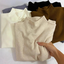 小立领软糯针织长袖打底衫女2024秋冬季韩版简约毛衣内搭上衣女