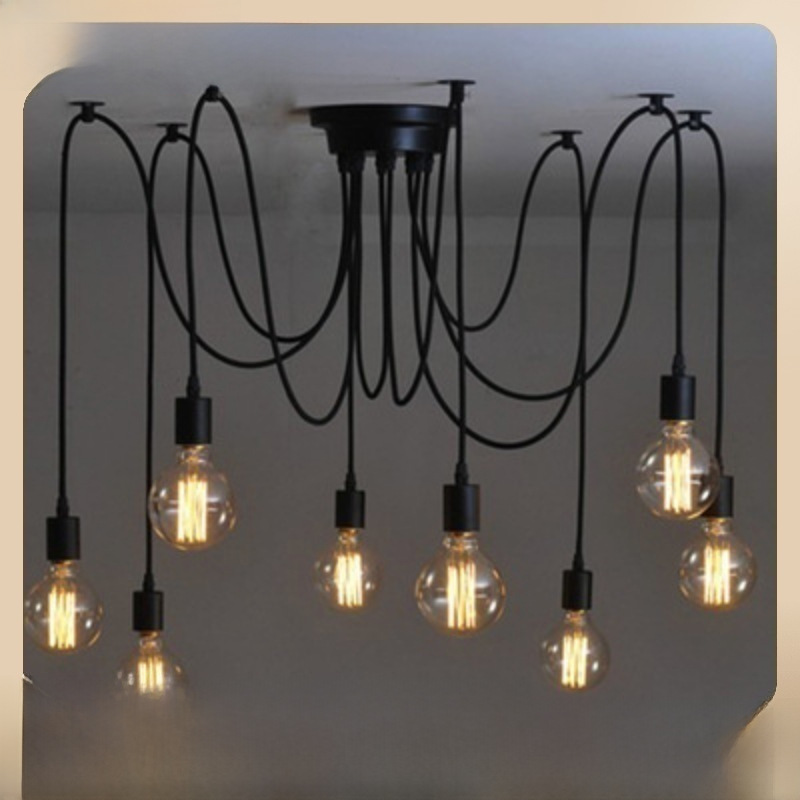 American Country Retro Chandelier Living Room Dining Room Light Bedroom Bar LED Multi-Head DIY Sky Flower Spider Chandelier