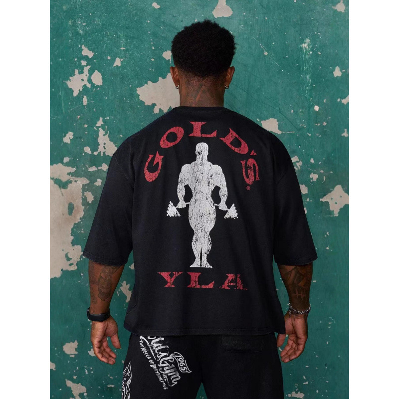 Youngla Summer New Men's T-Shirt Jogger Sports Fitness Cotton Slim Short Sleeve