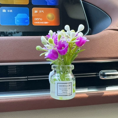Fragrance Car Interior Decoration Ornaments | Car Perfume Aromatherapy - light-purple-hanging-dragon-vase-with-an-air-outlet-aromatherapy-light-flavor