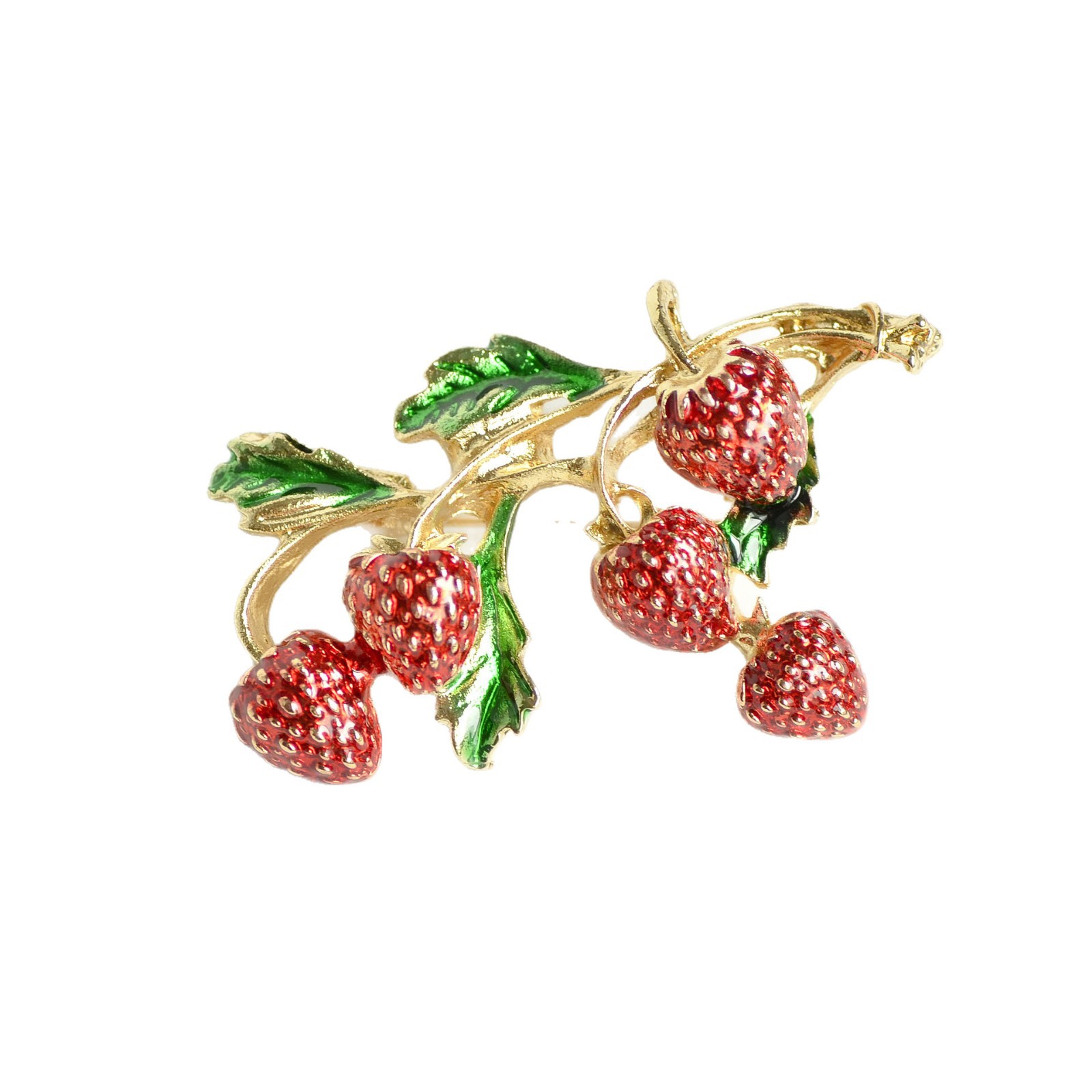 Aardbei broche emaille fruit speld trendy legering accessoire_voghion.com