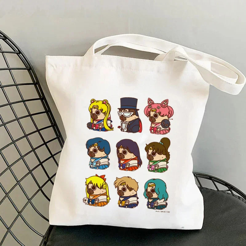 Comercio exterior Sailor Meow impresión Kawai bolsa Harjuku bolsa de compras damas lienzo bolsa de mano casual para niñas