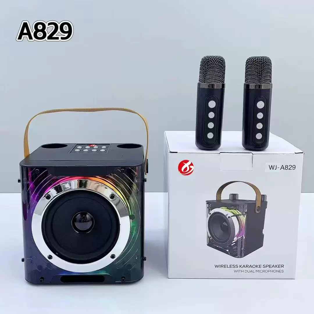 跨境无线麦克风K歌音箱家庭式便携K歌带灯户外广场舞音响YS203