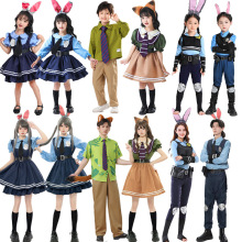 万圣节疯狂动物城朱迪兔子尼克狐狸COS儿童成人亲子套装演出服