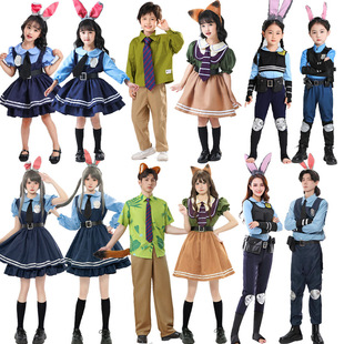 Halloween Zootopia Judy Rabbit Nick Fox COS Children Adult Parent-Child suit Costume