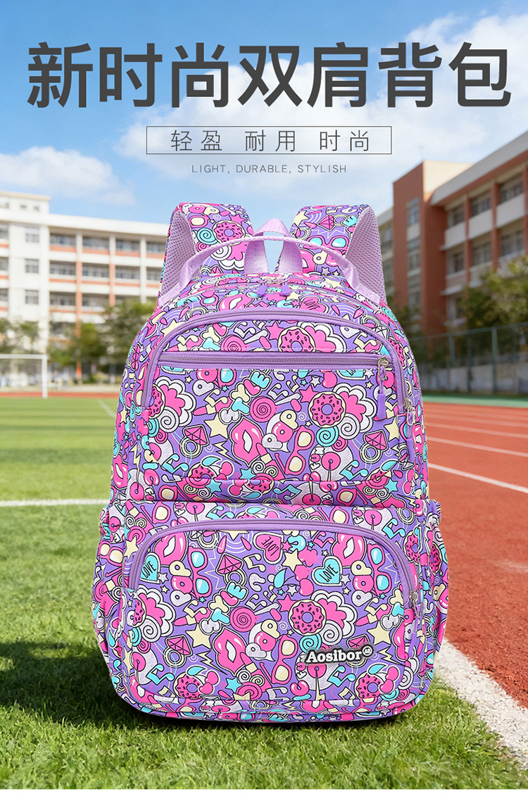 New Cross-border Color 3-in-1 Dual Shoulder Backpack Versatile Student School Bag Large Capacity Insulated Lunch Bag Pencil Case