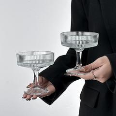 Ins高足杯ヨーロッパ式高颜値アイスクリームグラス縦紋家庭アイスクリームデザートカクテルヨーグルト