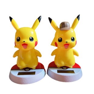 New Solar Pikachu Car Ornaments Cartoon Car Shake Head Doll Car Supplies Cartoon Doll