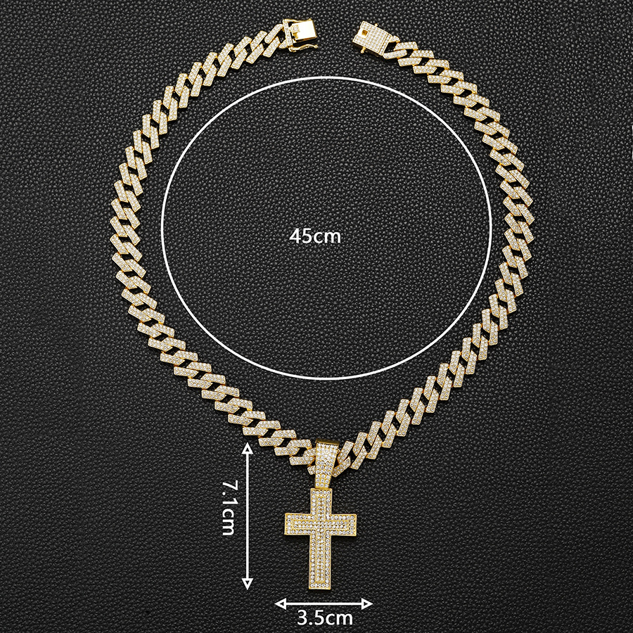 Alloy Material IG Style Religion Cross Alloy Inlay Rhinestones Unisex Pendant Necklace Necklace Pendant Men Pendant Necklaces