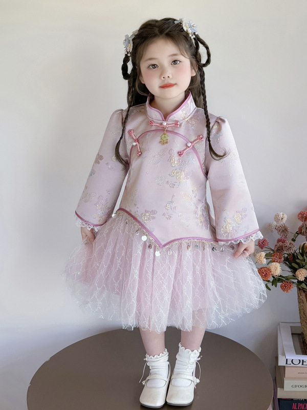 女童汉服连衣裙春秋新中式古风长袖裙子超仙清新中国风公主裙汉服|undefined