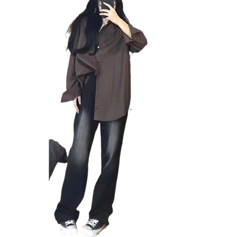 2024 primavera y otoño jeans estadounidenses hombres lavados y desgastados moda retro moda moda alta calle jeans rectos sueltos