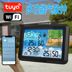新型Tuya WIFI Tuya気象時計 室内外温度湿度計 ワイヤレス伝送 多機能気象観測ステーション