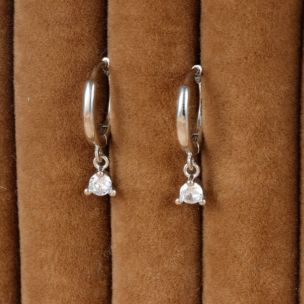 10g Weight Copper Ear Needle Material Zircon Inlay Material Charm Sleeper Hoop Earrings, Drop Earrings Classification 1 Pair Quantity Daily Occasion Copper Material Geometric Pattern Women's Gender Plating Design IG Style Style 1 Pair IG Style Geometric Plating Copper Zircon Drop Earrings 3