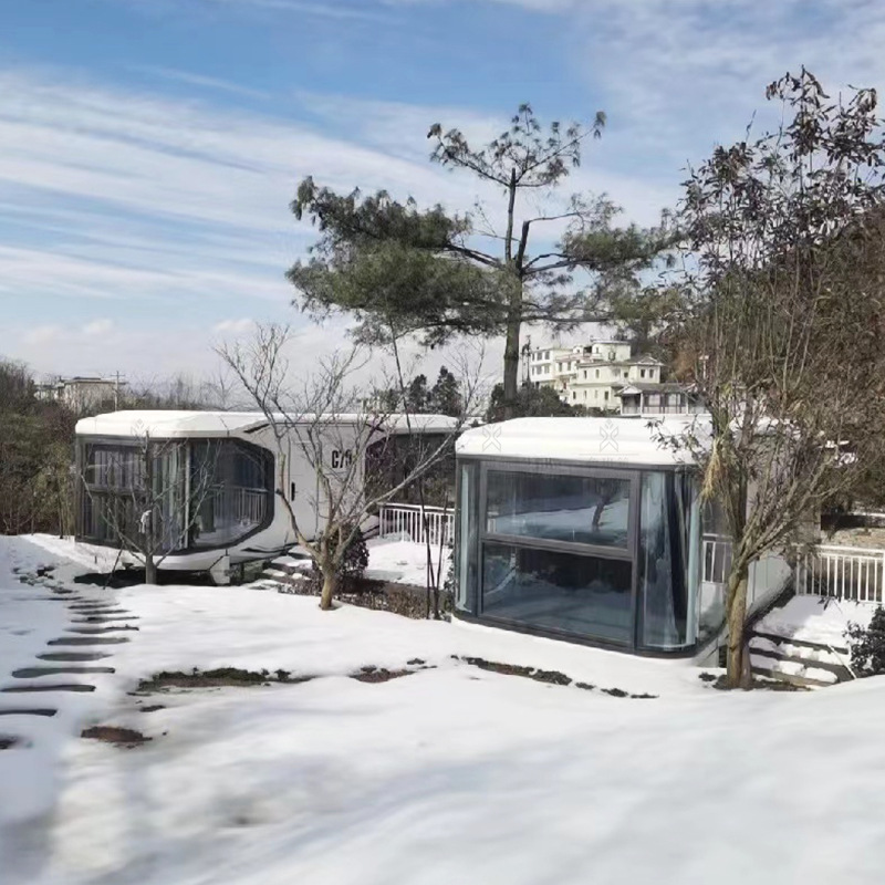 Pista de esquí personalizada Nieve camping hotel fotógrafo tarjeta campamento vagabundo vagabundo vacation space apple capsule alojamiento residencial